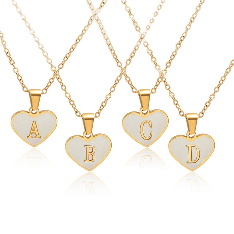 Gold Plated 26-Letter Heart Necklace