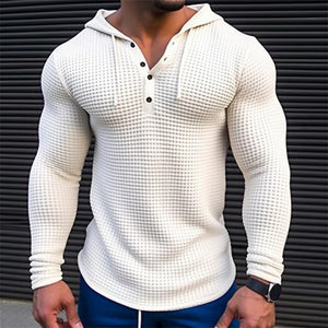 Men's Slim Fit Waffle Pullover Long Sleeve T-shirt