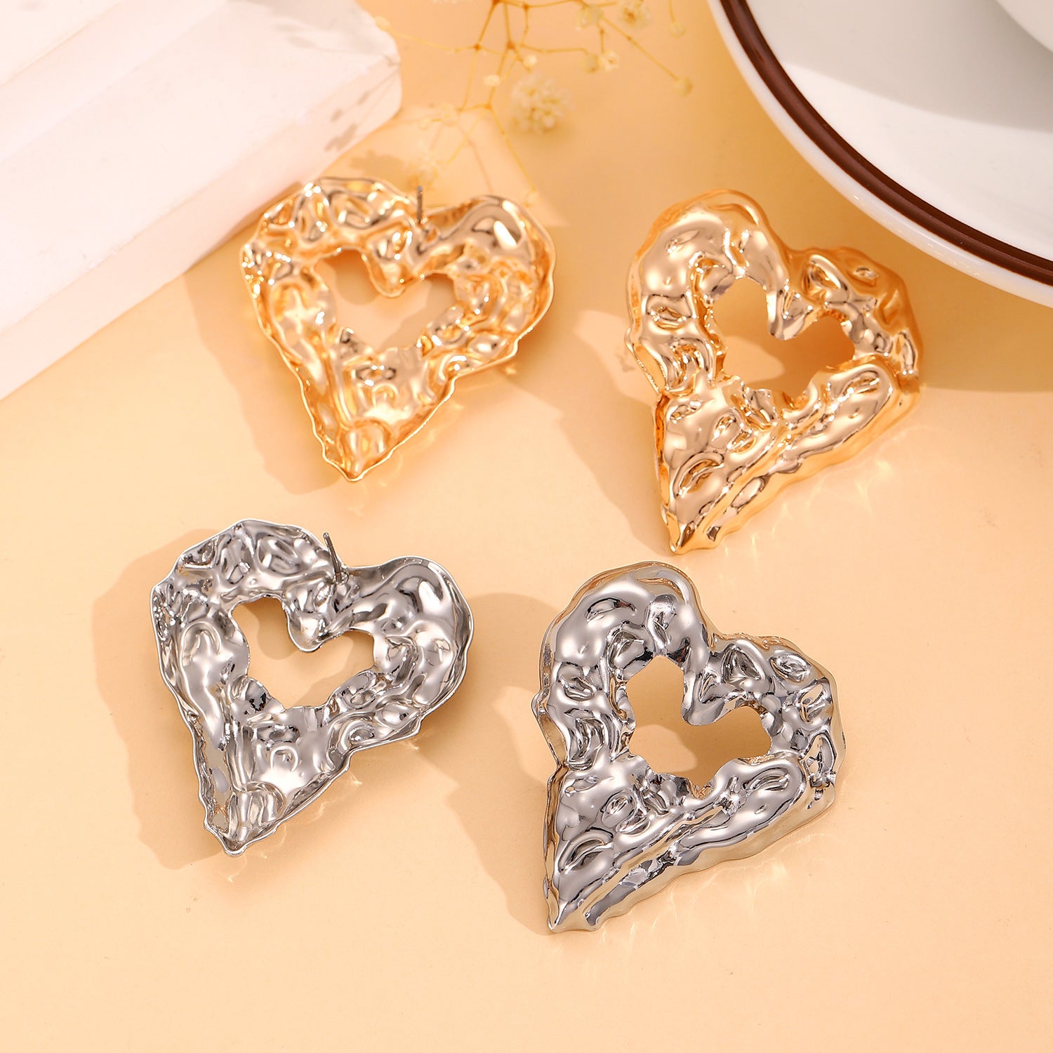 Pleated Heart Love Earrings