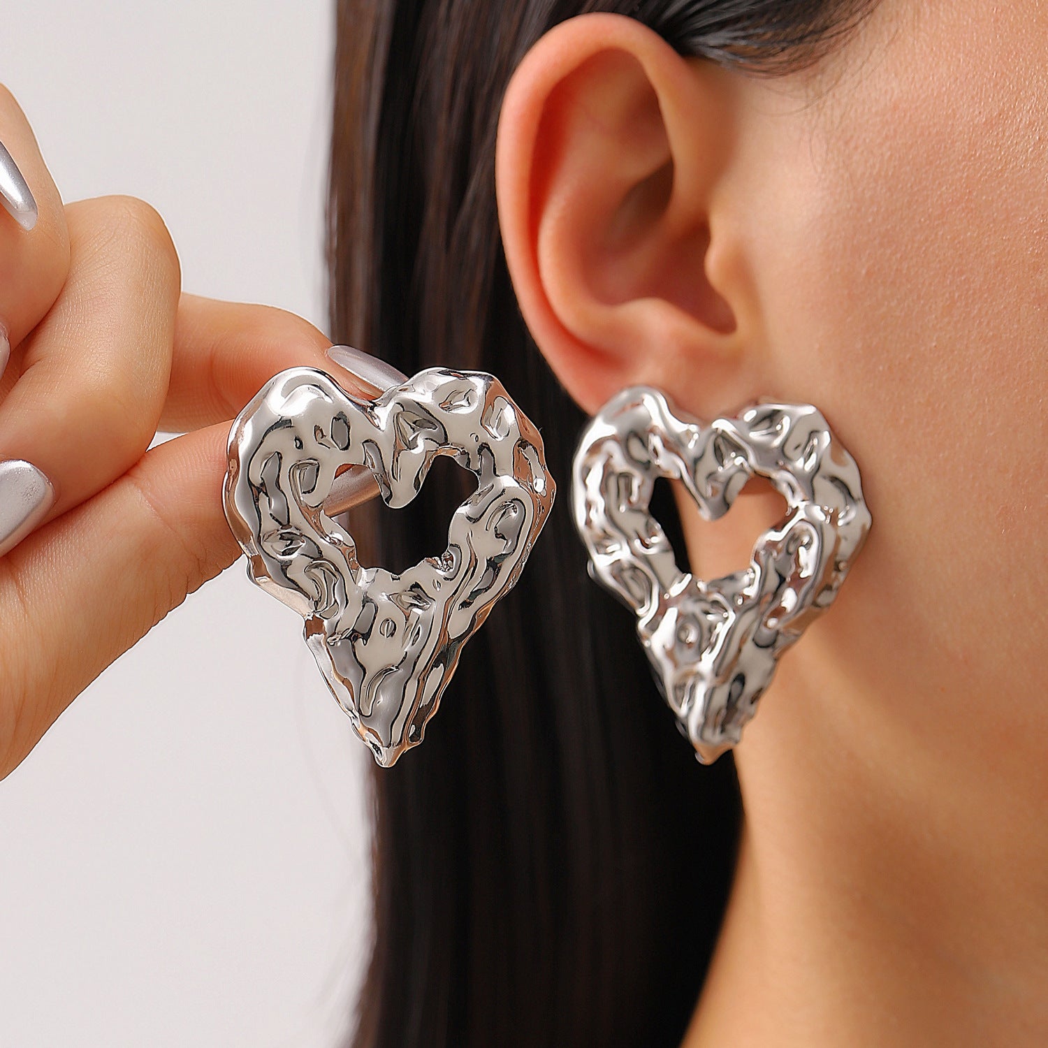 Pleated Heart Love Earrings