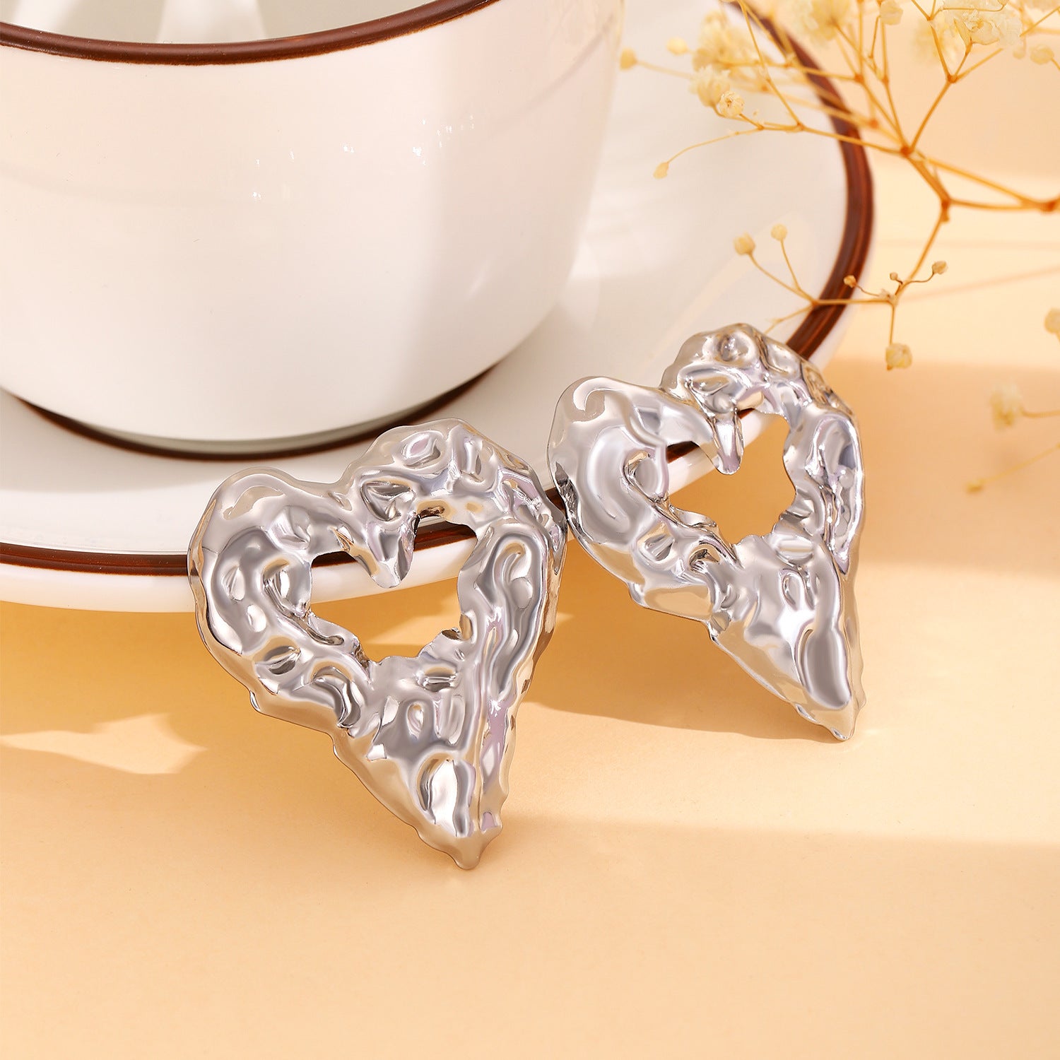 Pleated Heart Love Earrings