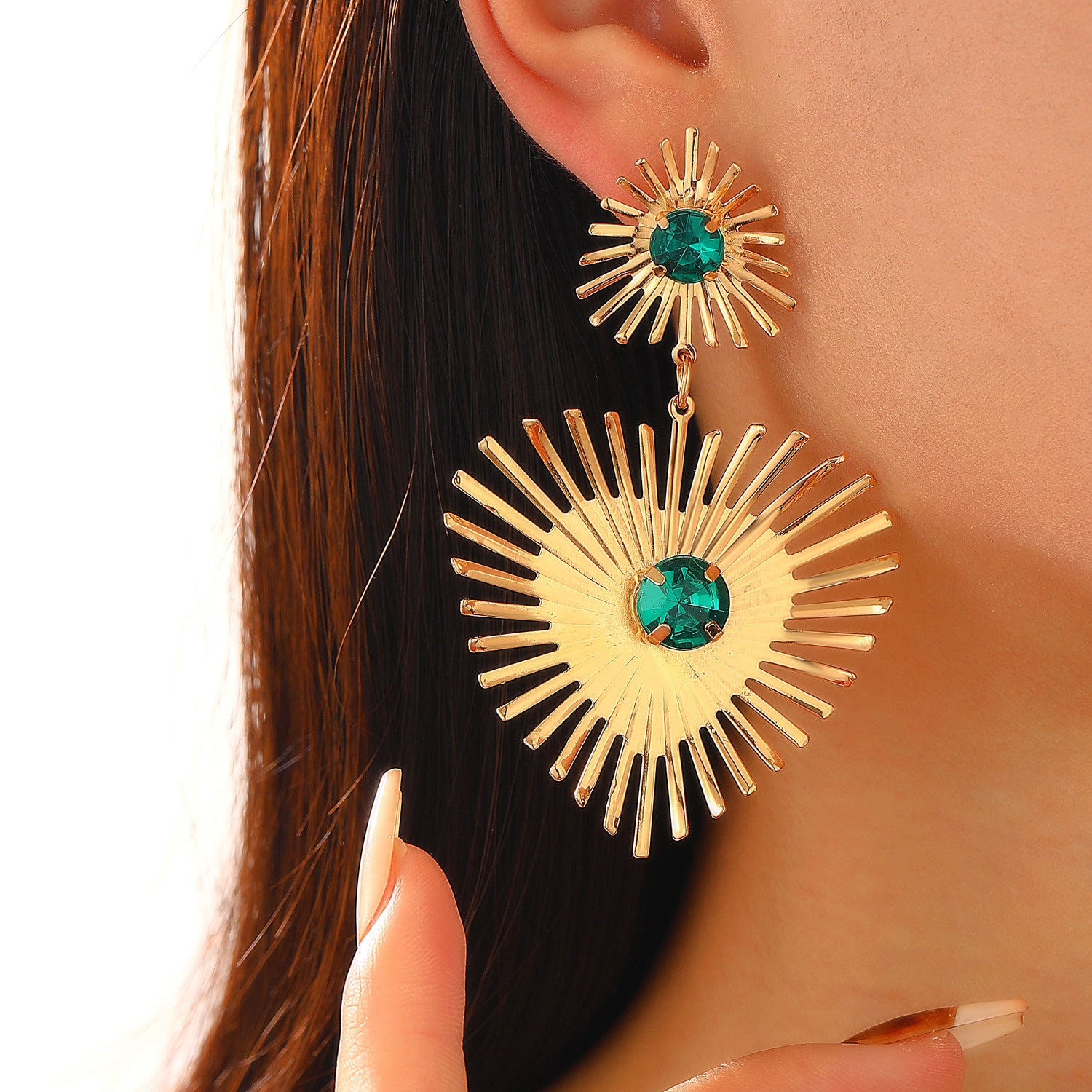 Bohemian Sunflower Heart Earrings