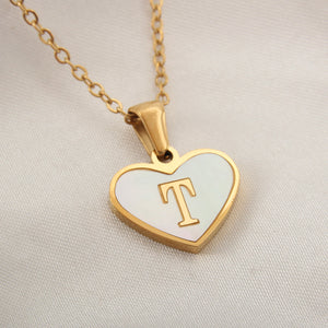 Gold Plated 26-Letter Heart Necklace