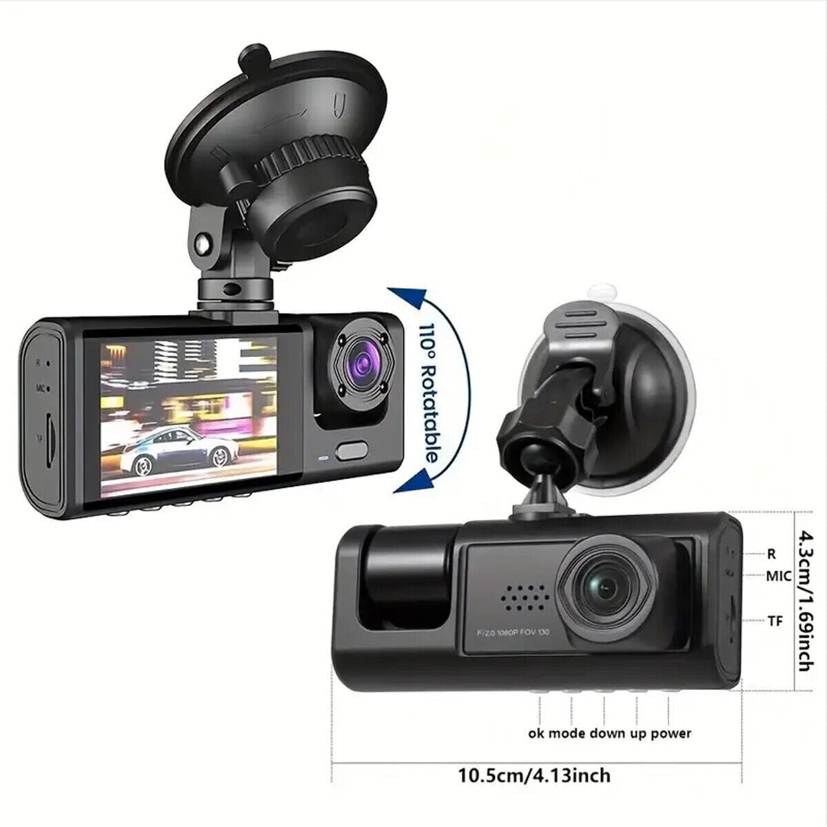 1080P DVR Front And Rear Camera Video Recorder