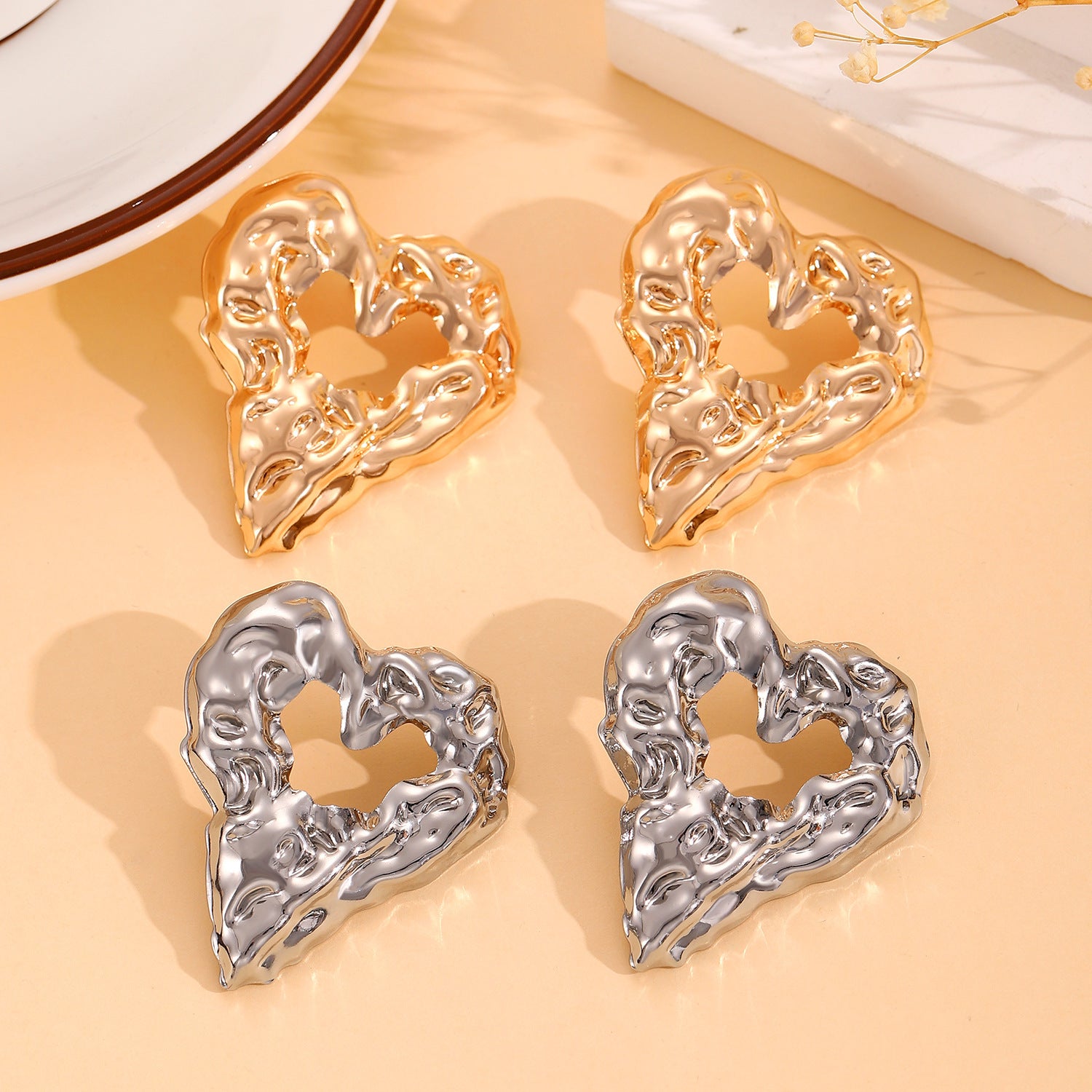 Pleated Heart Love Earrings