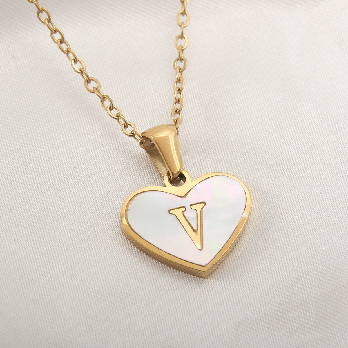 Gold Plated 26-Letter Heart Necklace