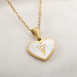 Gold Plated 26-Letter Heart Necklace