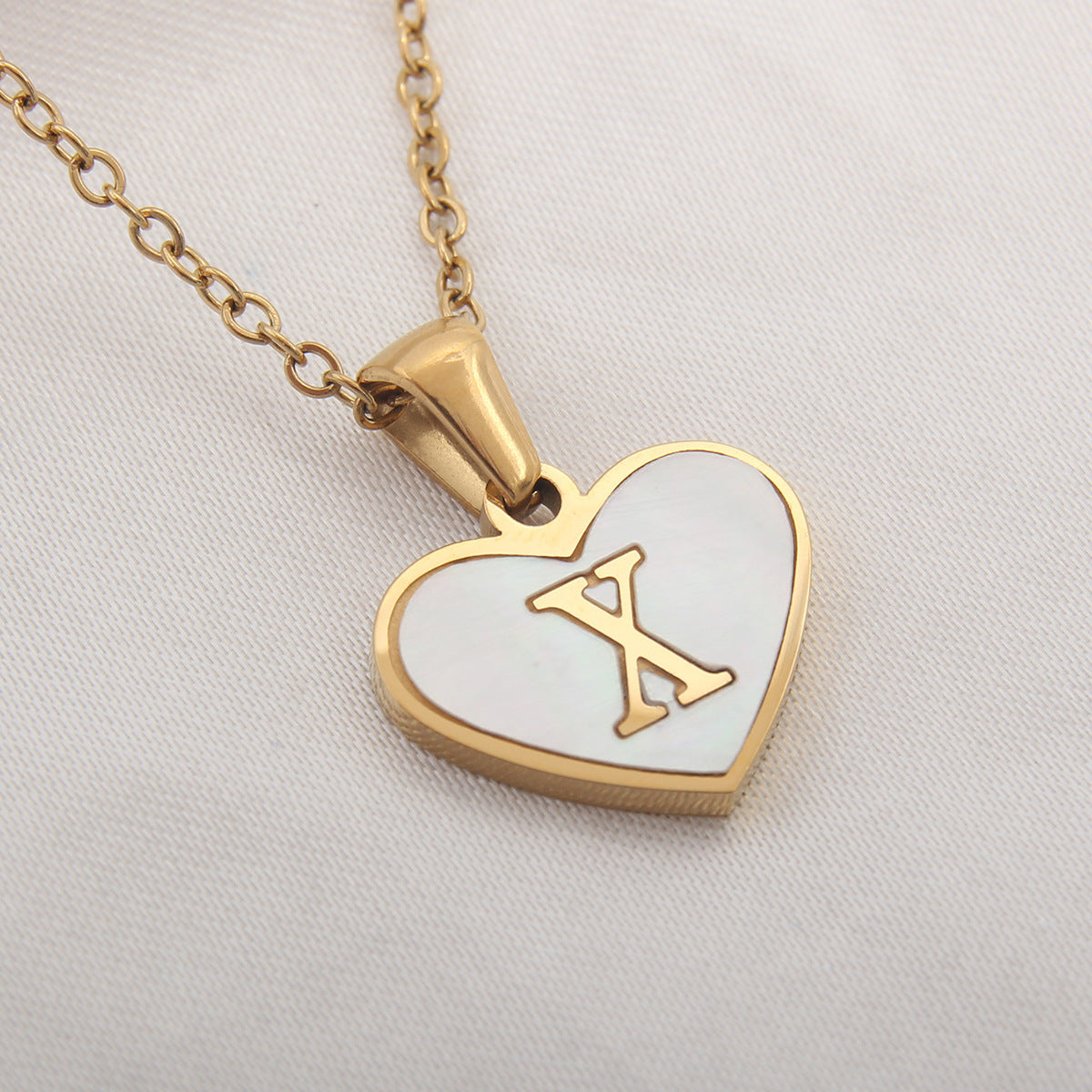 Gold Plated 26-Letter Heart Necklace