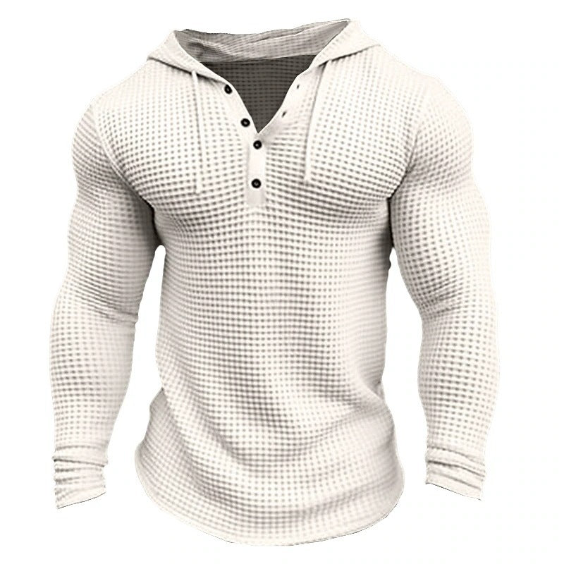 Men's Slim Fit Waffle Pullover Long Sleeve T-shirt