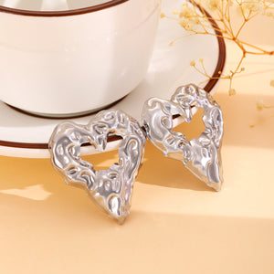 Pleated Heart Love Earrings