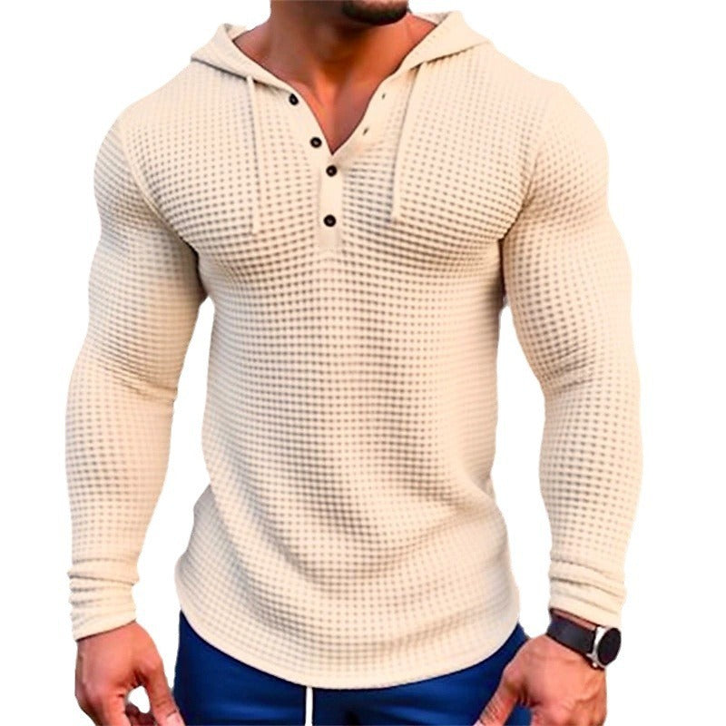 Men's Slim Fit Waffle Pullover Long Sleeve T-shirt