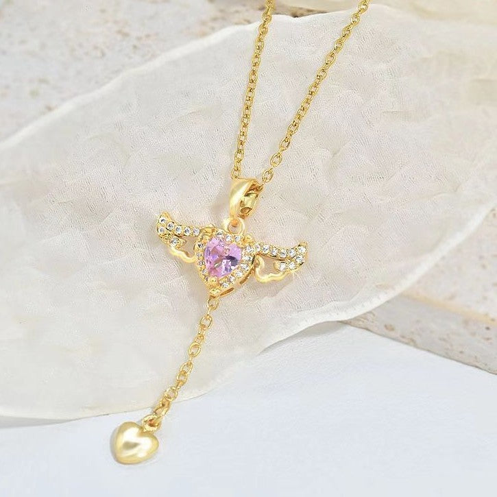 Cupid Heart Angel Wings Necklace