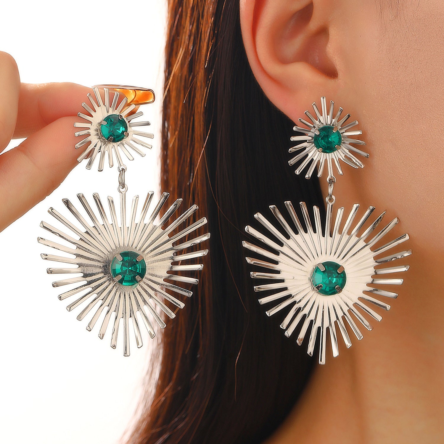 Bohemian Sunflower Heart Earrings