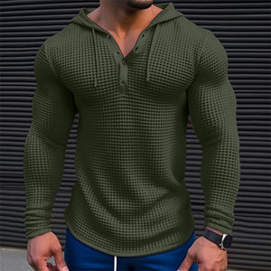 Men's Slim Fit Waffle Pullover Long Sleeve T-shirt