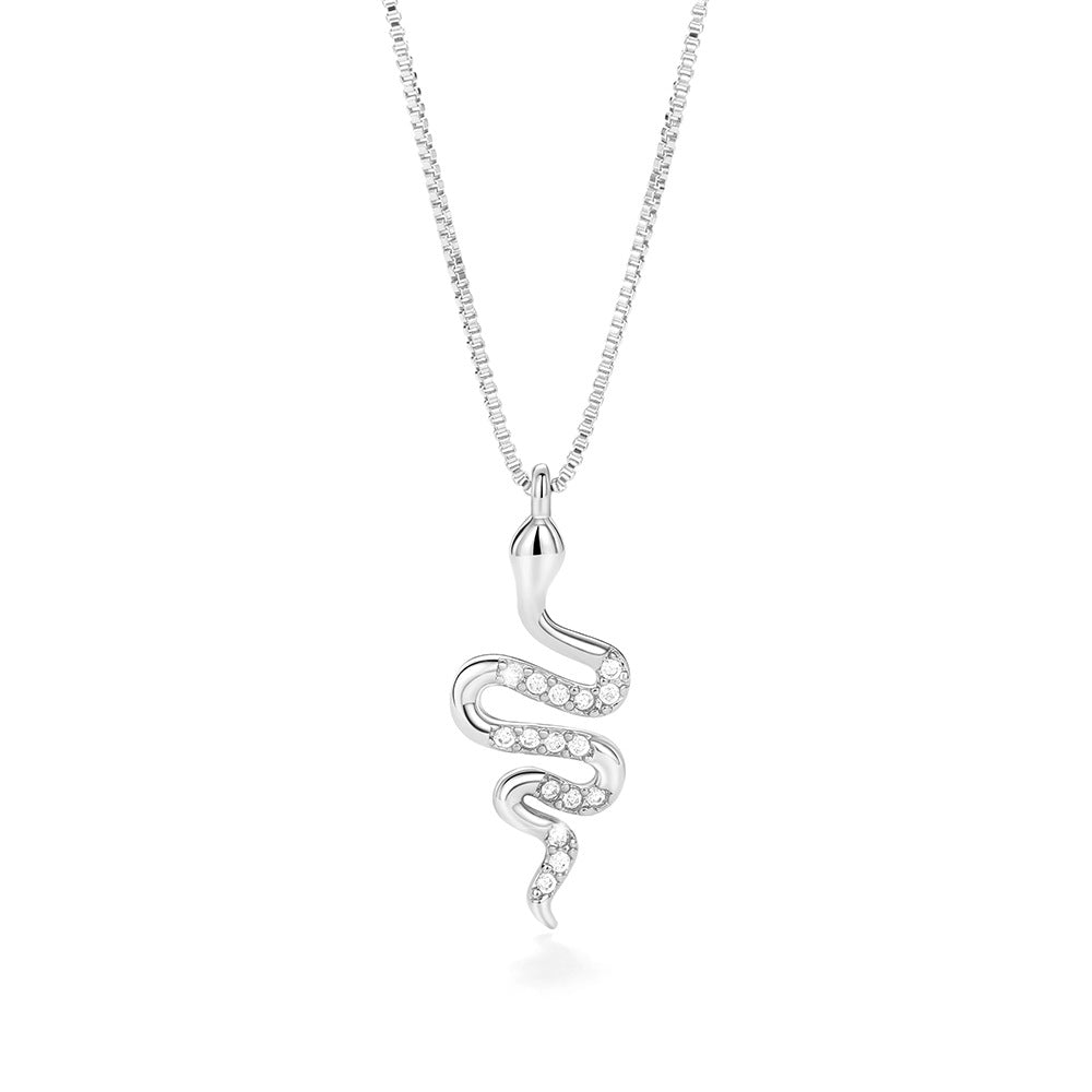 Fashion Lady Snake Pendant Necklace with Zirconia