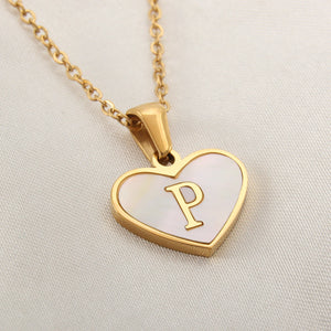 Gold Plated 26-Letter Heart Necklace