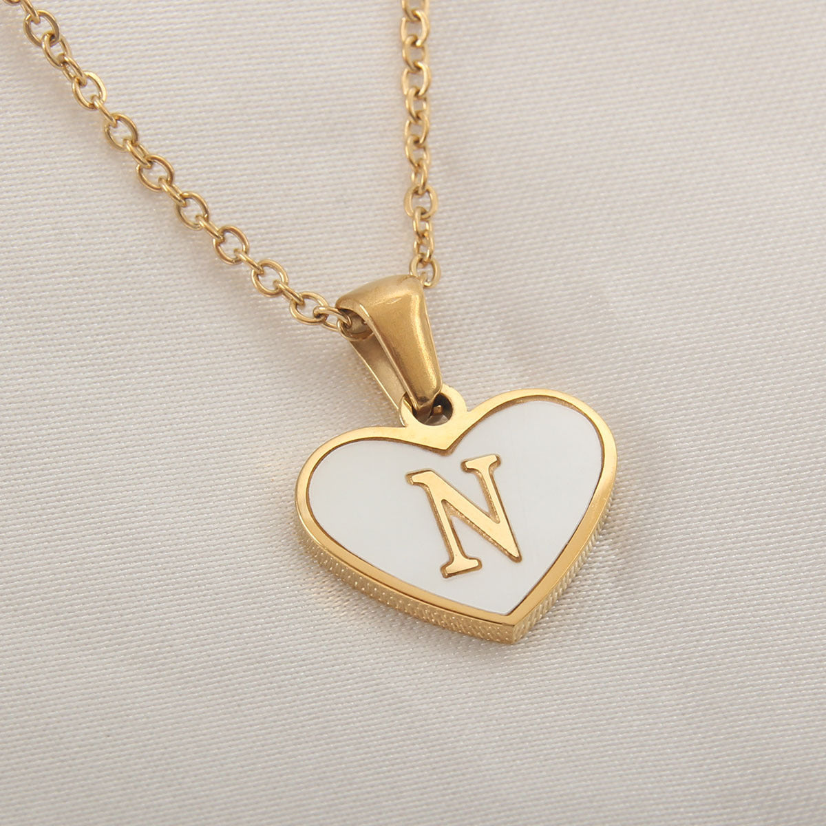 Gold Plated 26-Letter Heart Necklace