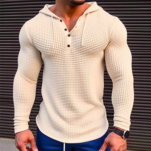 Men's Slim Fit Waffle Pullover Long Sleeve T-shirt