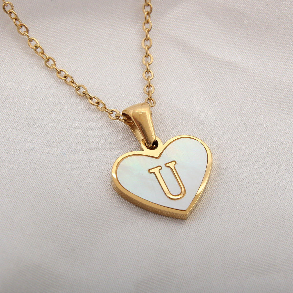 Gold Plated 26-Letter Heart Necklace