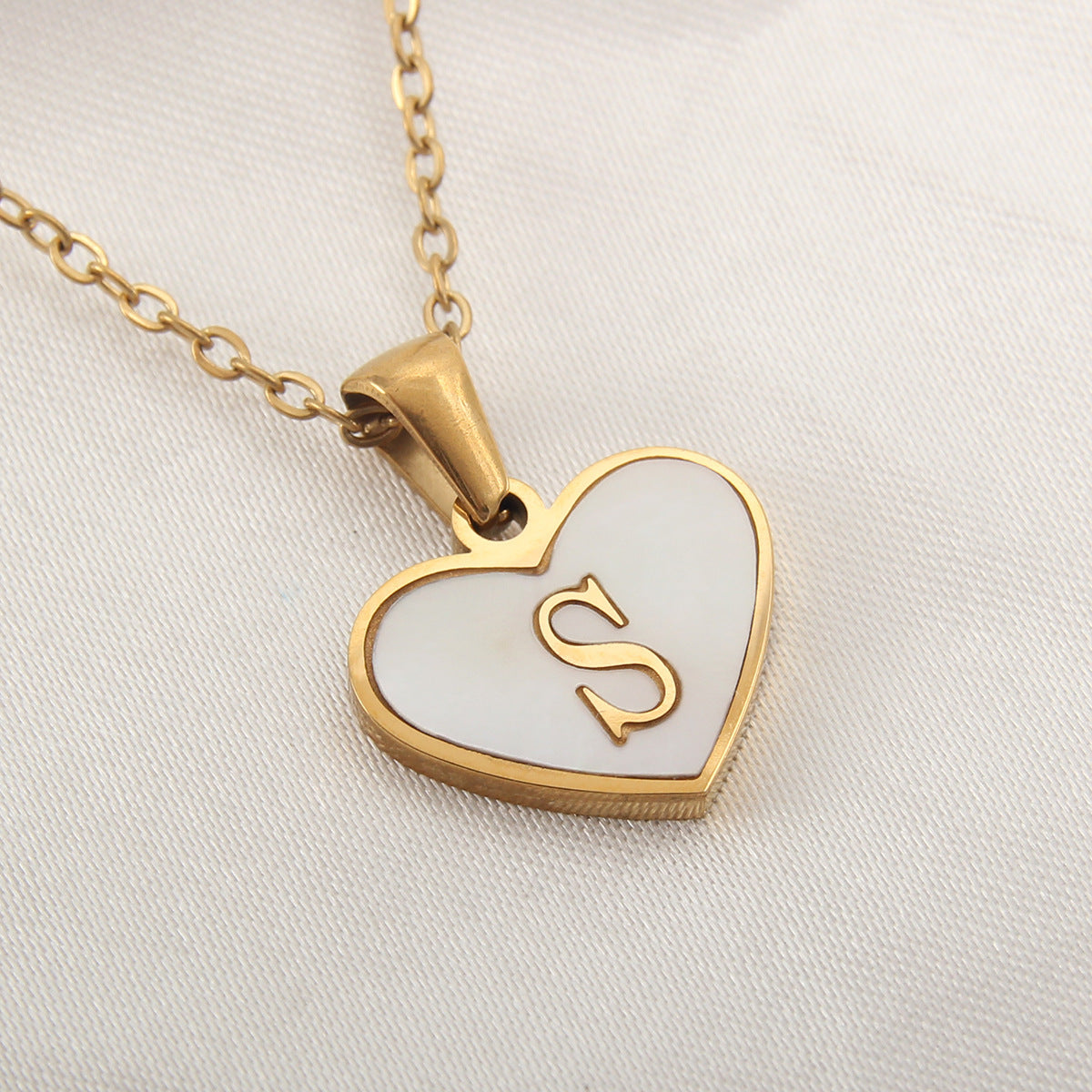 Gold Plated 26-Letter Heart Necklace