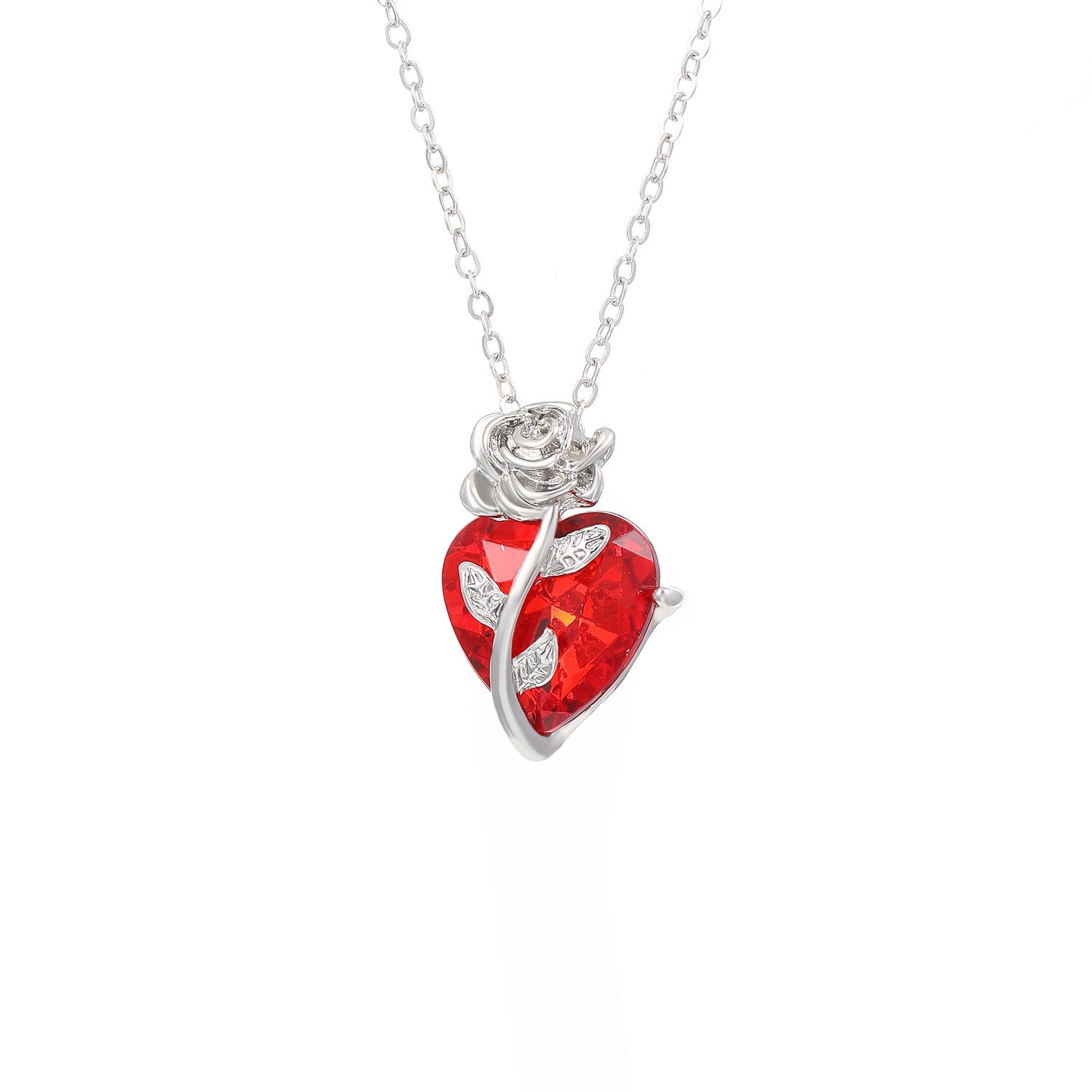 Punk Rose Love Heart Necklace for Valentine's Day