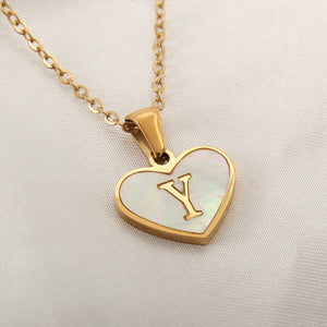 Gold Plated 26-Letter Heart Necklace