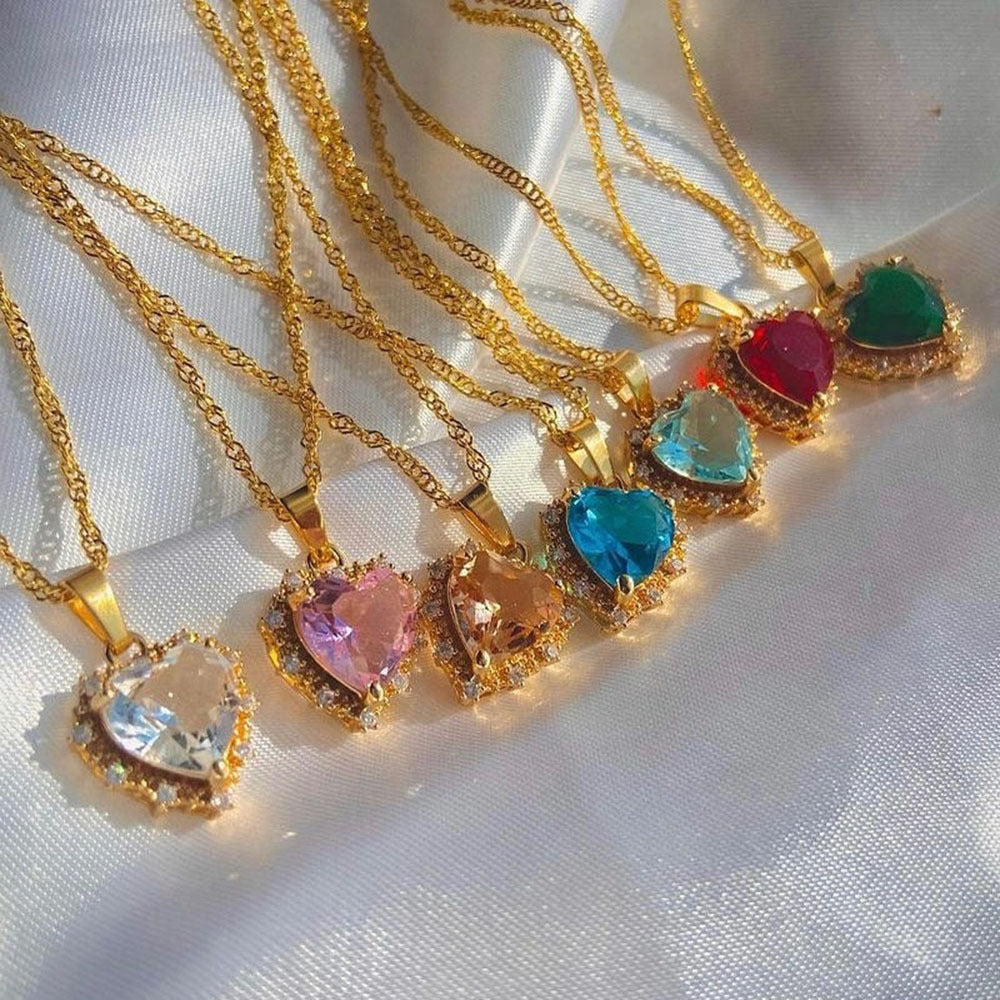 Colorful Heart Rhinestone Necklace