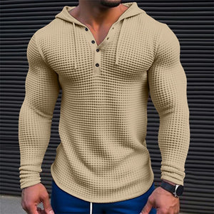 Men's Slim Fit Waffle Pullover Long Sleeve T-shirt