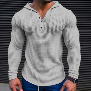 Men's Slim Fit Waffle Pullover Long Sleeve T-shirt