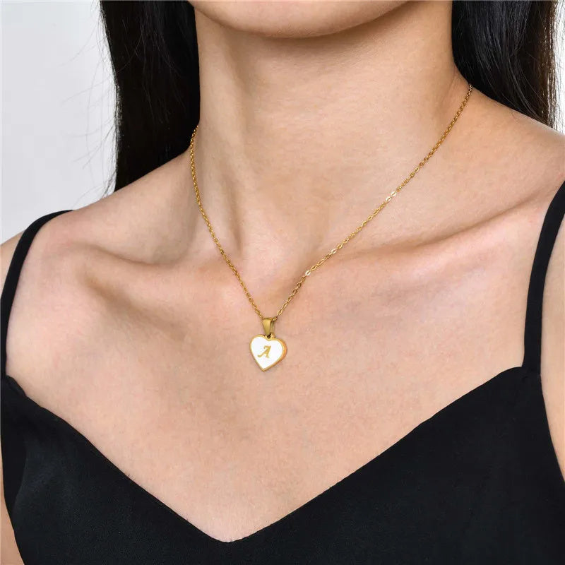 Gold Plated 26-Letter Heart Necklace