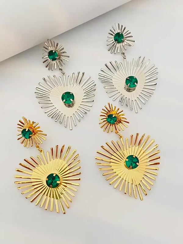 Bohemian Sunflower Heart Earrings