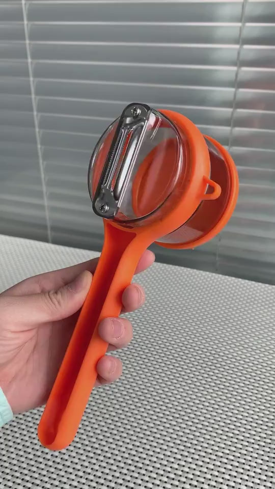 Multi-Functional Peeler With Bucket Storage